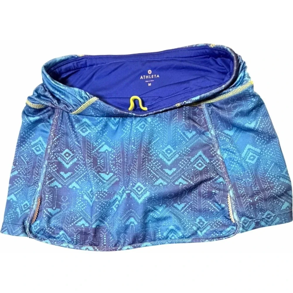 Athleta Blue Geometric Athletic Skort Built In‎ Shorts Medium Tennis Golf